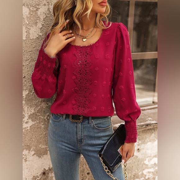 Fiery Passion Red Long Sleeve Blouse - Picture 3 of 4